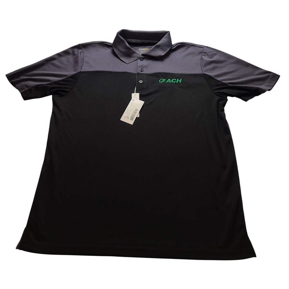 Core 365 Men's Origin Performance Polo Shirt Black Carbon L CE101 ACH Logo NWT